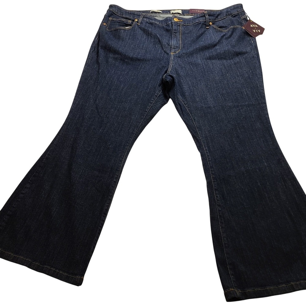Ava & Viv Women's Plus Size 26 High Rise Flare Jeans Dark Wash Tummy Control NWT